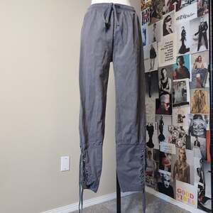 Grommet Lace-Up Hem Jogger Pants